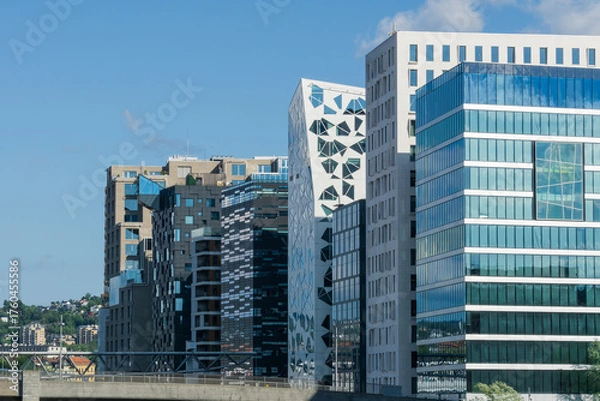 Fototapeta Oslo Barcode Project modern buildings showcasing architecture and cityscape