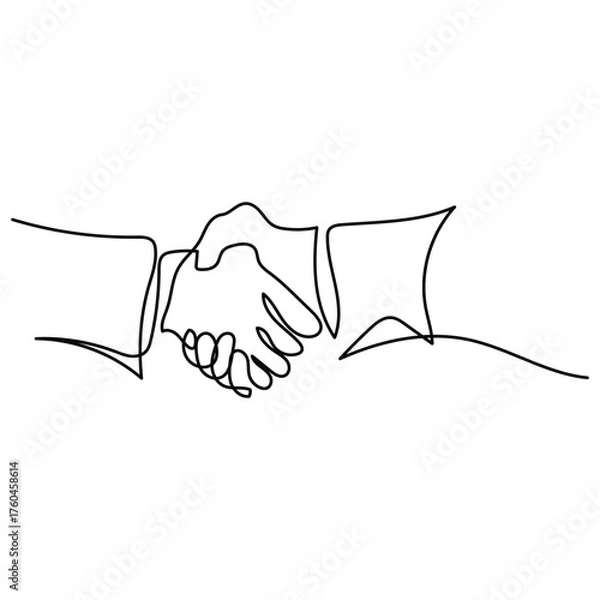 Obraz continuous line deal logo design shaking hands