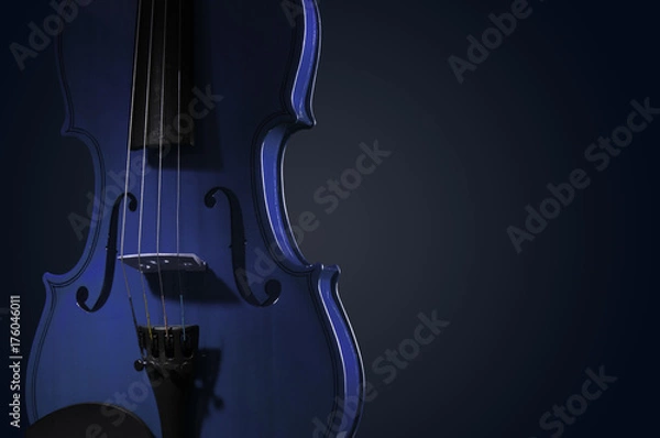 Fototapeta Violin musical instruments of orchestra closeup on black