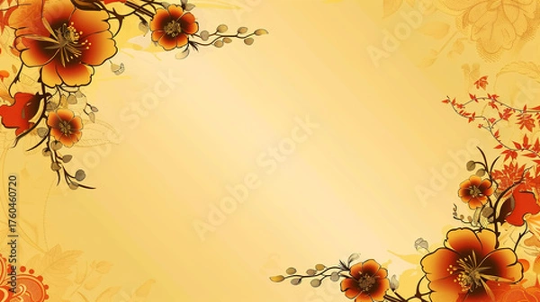 Fototapeta Chinese Flower Border Background: A Tapestry of Cultural Symbolism, Artistic Craft, and Timeless Elegance in Design.