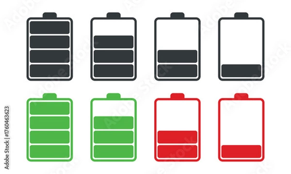 Fototapeta Battery level indicator Isolated on white background. Vector illustration