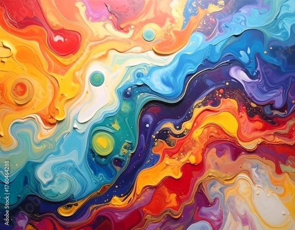 Fototapeta Vibrant, swirling abstract art with flowing, textured paint effects