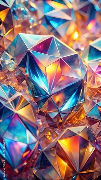 Fototapeta Sparkling iridescent gemstones reflecting rainbow colors