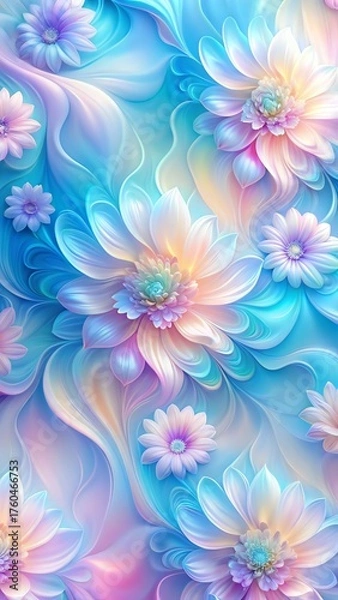 Obraz Dreamy pastel floral pattern with ethereal swirls