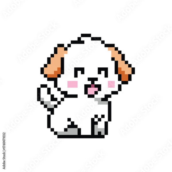 Fototapeta Cute drawing dog character pixel art illustration graphic eps 10