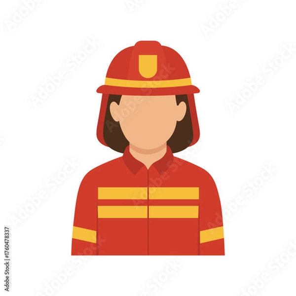 Fototapeta Faceless Female Firefighter Avatar Flat Vector Illustration