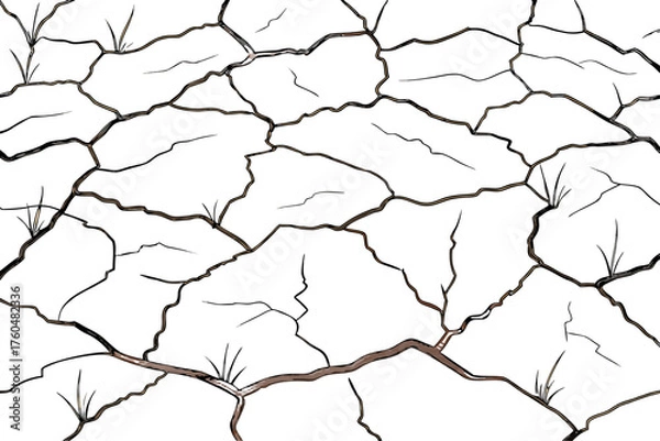 Obraz Dry cracked earth drought soil texture background pattern arid climate desert land global warming crisis vector illustration