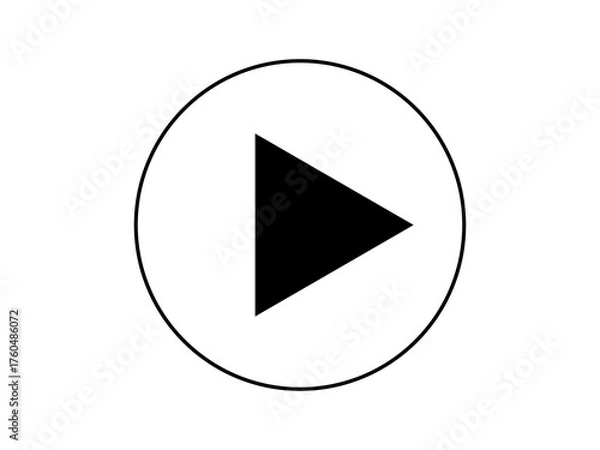 Fototapeta Black play button icon isolated on transparent background