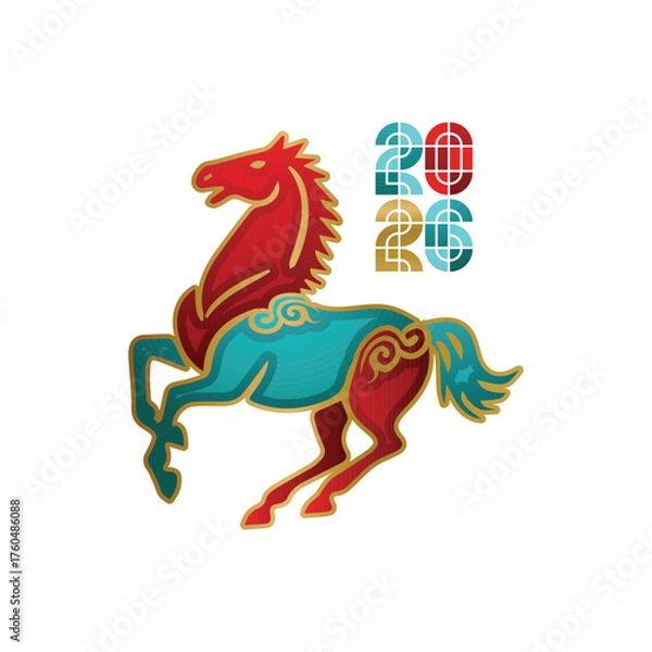 Fototapeta Colorful gradient lunar new year 2026 creative graphic