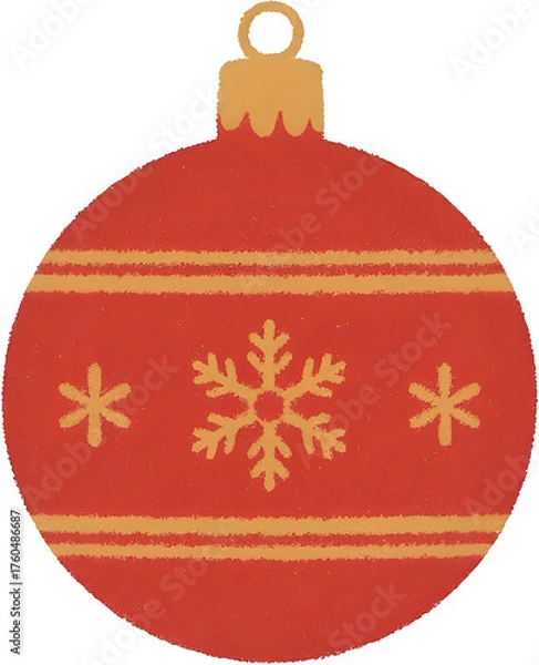 Obraz 빨간색크리스마스볼장식_금색눈꽃무늬