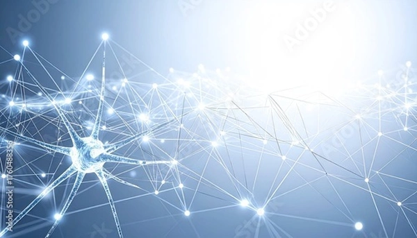 Fototapeta Abstract Neural Network Visualization with Glowing Nodes and Lines