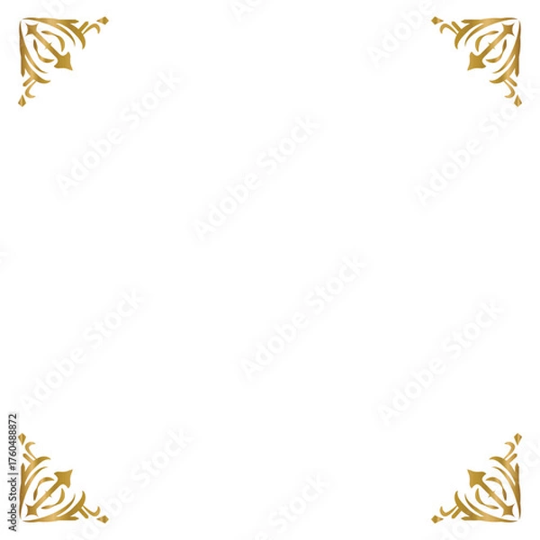 Fototapeta Retro golden floral corner border element decorative vector eps 10