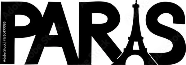 Obraz Paris Vector Lettering – Creative Logo with Eiffel Tower Icon