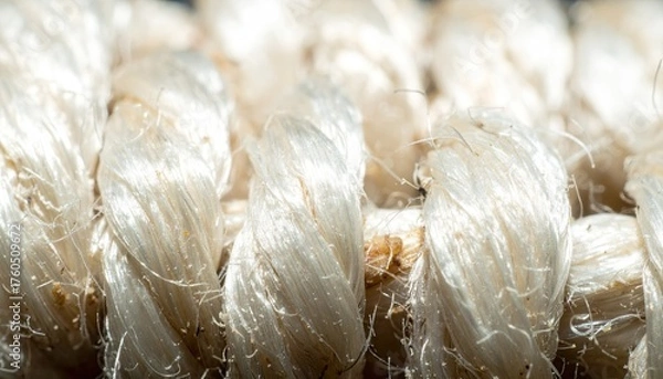 Fototapeta Close-up of Twisted White Linen Yarn Texture