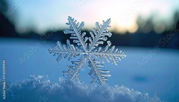 Fototapeta Detailed Macro Snowflake in Winter Setting