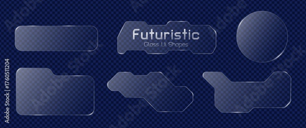 Fototapeta Futuristic transparent liquid glass ui  buttons and elements 
