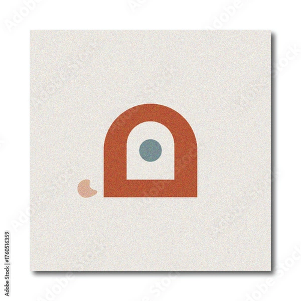 Fototapeta Abstract Minimalist Geometric Lock Shape Design with Terracotta and Muted Blue Colors