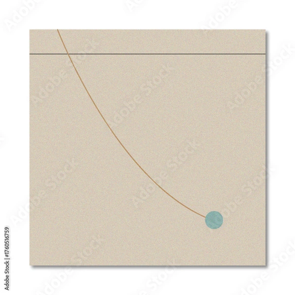 Fototapeta Abstract Minimalist Beige Background with Curved Line and Teal Circle Accent