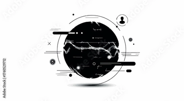 Fototapeta Abstract digital globe with data visualization and network connections, representing global technology and information flow.