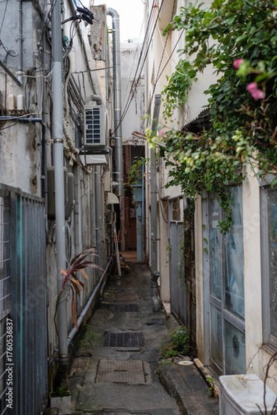 Obraz 街中の細い一本道の裏通り