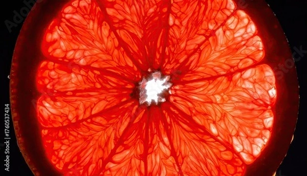 Fototapeta Backlit Grapefruit Slice Macro Photography