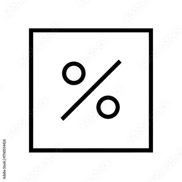 Fototapeta Percent symbol inside a square frame simple graphic on transparent background