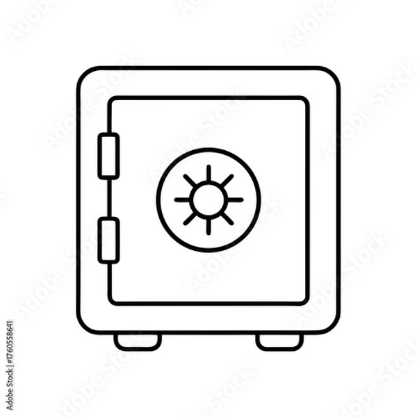 Fototapeta Illustration of a safe with a combination lock door on transparent background
