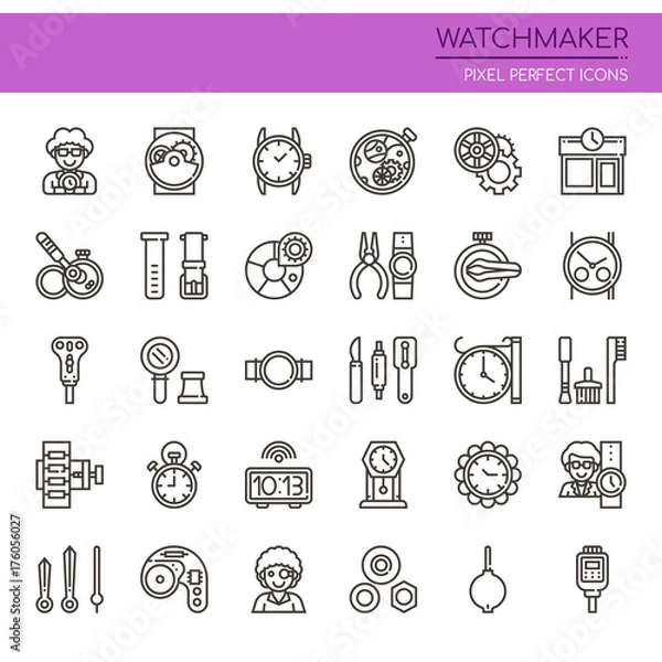 Fototapeta Watchmaker , Thin Line and Pixel Perfect Icons.