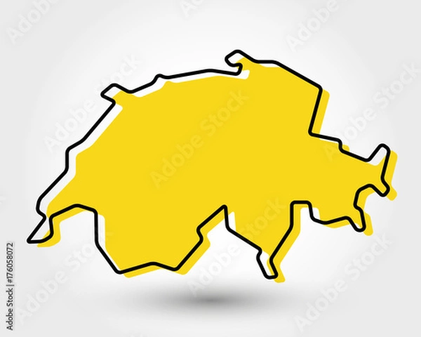 Fototapeta yellow outline map of Switzerland