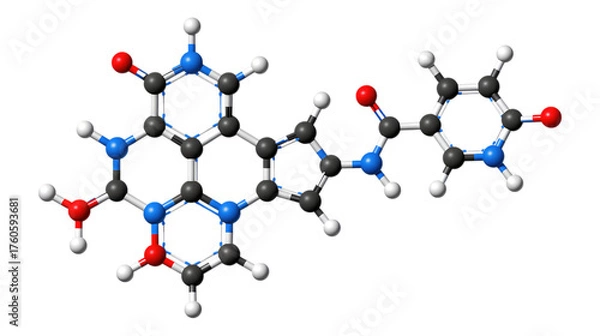 Fototapeta Midnight Blue Molecular Structure, Glossy 3D Realism Design Element with Transparent Background