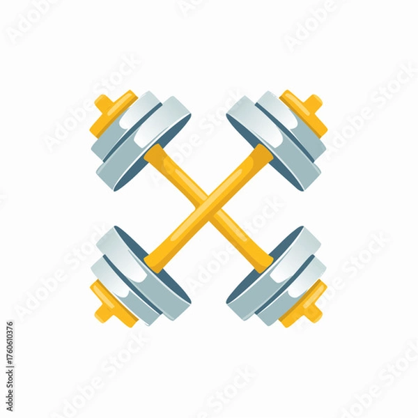 Fototapeta Crossed dumbbells illustrating fitness and exercise for strength training and health