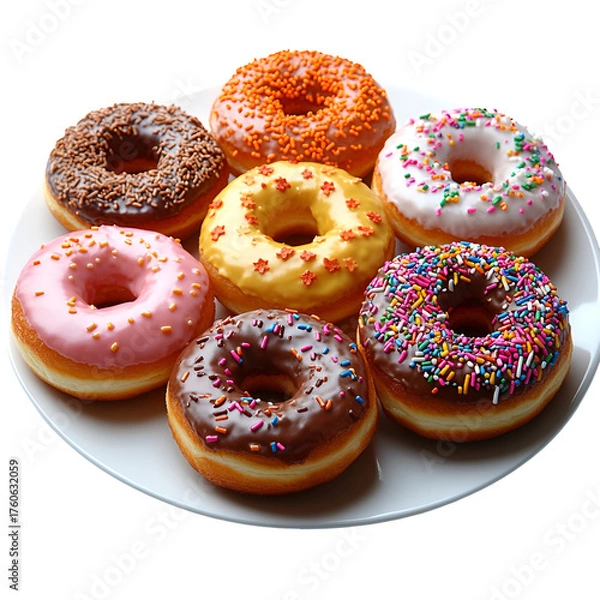 Fototapeta Colorful donuts displayed on plate