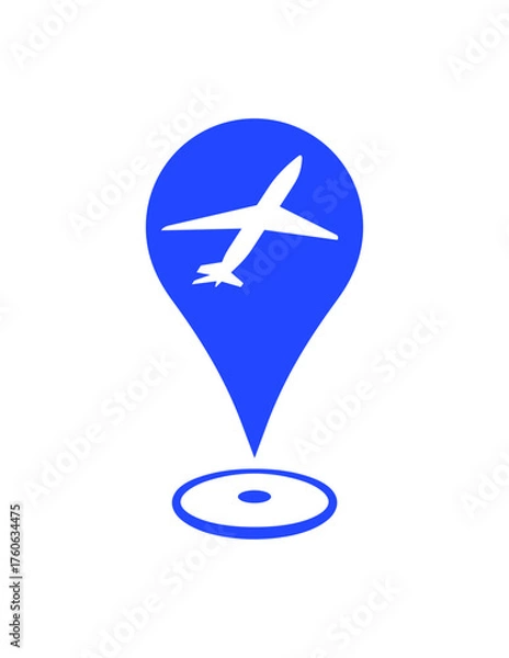 Fototapeta Airport map location marker icon for web and mobile. a taking off airplane on a location marker