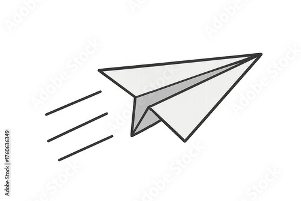 Fototapeta Paper plane flying fast, sending message, communicating concept in origami style vector art, transparent background