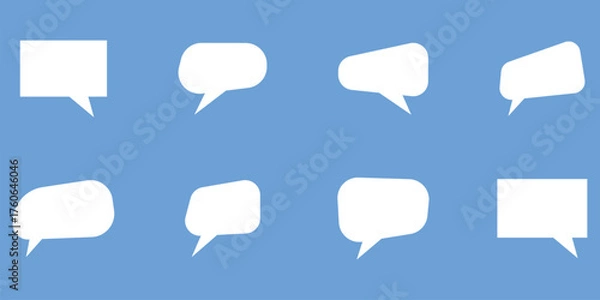 Obraz Isolated massage-box icons on blue background. Vector bubble message-box icon on blue page. Chat-box set. Modern isolated massage box sets. EPS 10. 