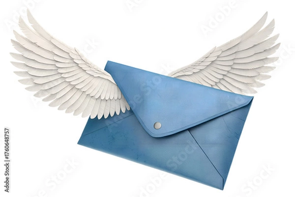 Obraz Flying Envelope with Wings Symbolizing Airmail and Fast Message Delivery
