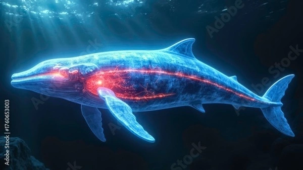 Fototapeta Technological display of dolphin organs