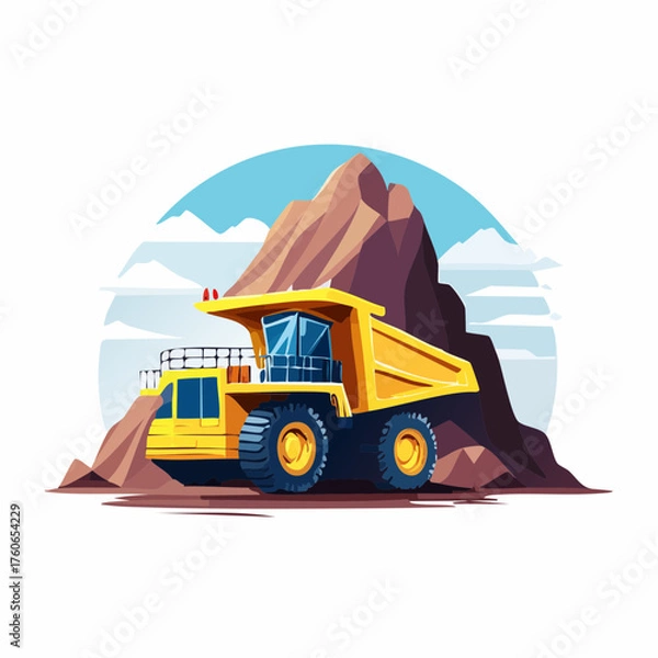 Fototapeta Yellow Construction Excavator on Duty: The Mighty Machine Shaping the Future of Building, Engineering, and Industrial Progress Worldwide
