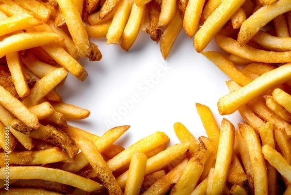 Obraz Golden crispy french fries creating central copy space