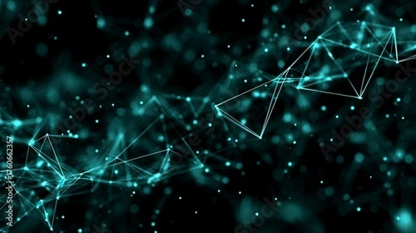 Obraz Dynamic abstract background featuring polygonal shapes, lines, and a dark aesthetic, perfect for modern digital designs and website headers with a professional look