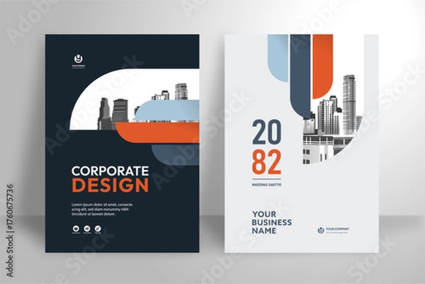 Obraz Business Report Cover Template – Orange Geometric Layout (A4)