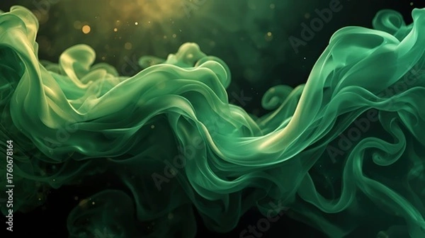 Fototapeta Absract Green Smoke, Template, Pattern, Texture, Background, using generative ai