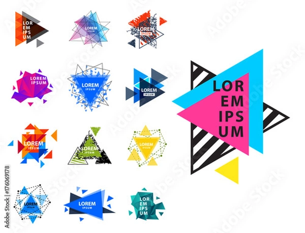 Fototapeta Sacred geometry triangle abstract logo figures elements mystic polygon creative triangulum vector illustration