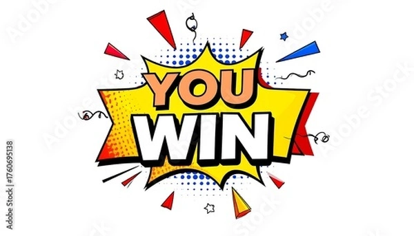 Obraz Comic book style "You Win" announcement