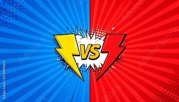 Obraz Comic book-style split background with opposing forces