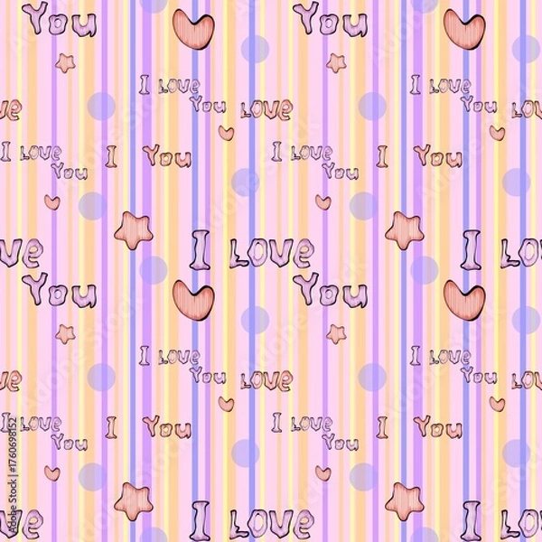Obraz Sweet Pastel I Love You Repeating Pattern