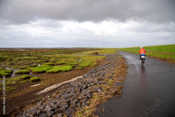 Obraz Radfahrer im Wattenmeer