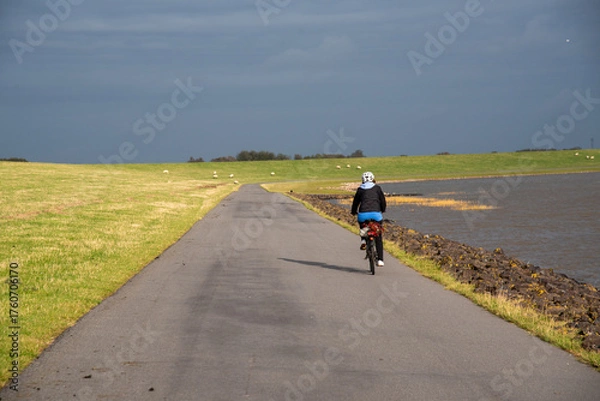 Obraz Radfahrer am Wattenmeer