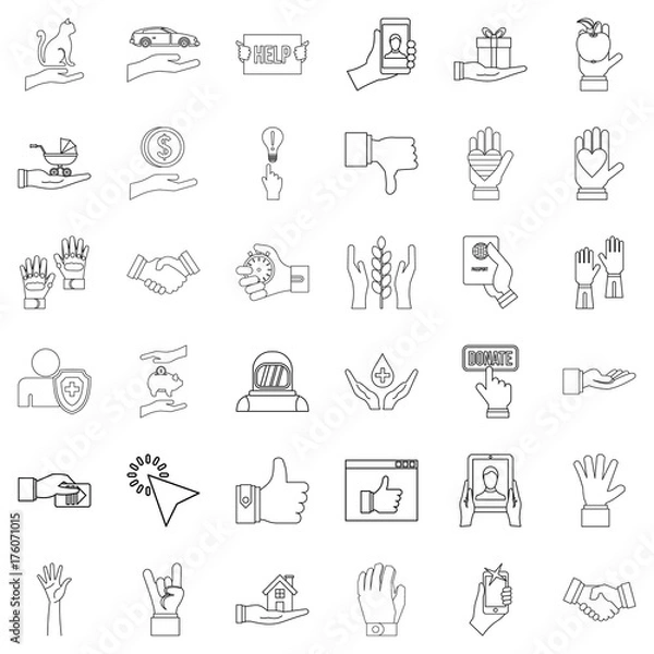 Fototapeta Shield icons set, outline style