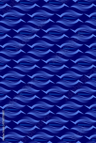 Obraz Captivating deep blue wave pattern with flowing lines and subtle shading, perfect for modern designs and serene backgrounds